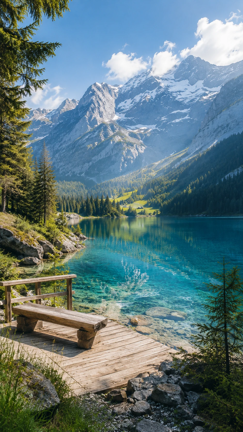 Schweizer Alpen mit türkisblauem See